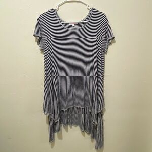 Marvenie Navy & White Stripe Tunic Dress Size‎ Medium M Short Sleeves Womens
